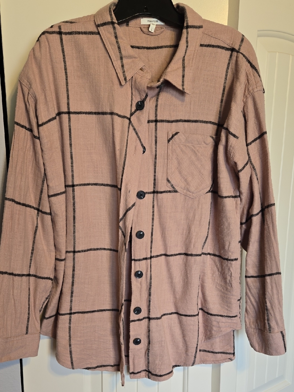 Maurices Dusty Pink Windowpane Button-Front Shirt Jacket
